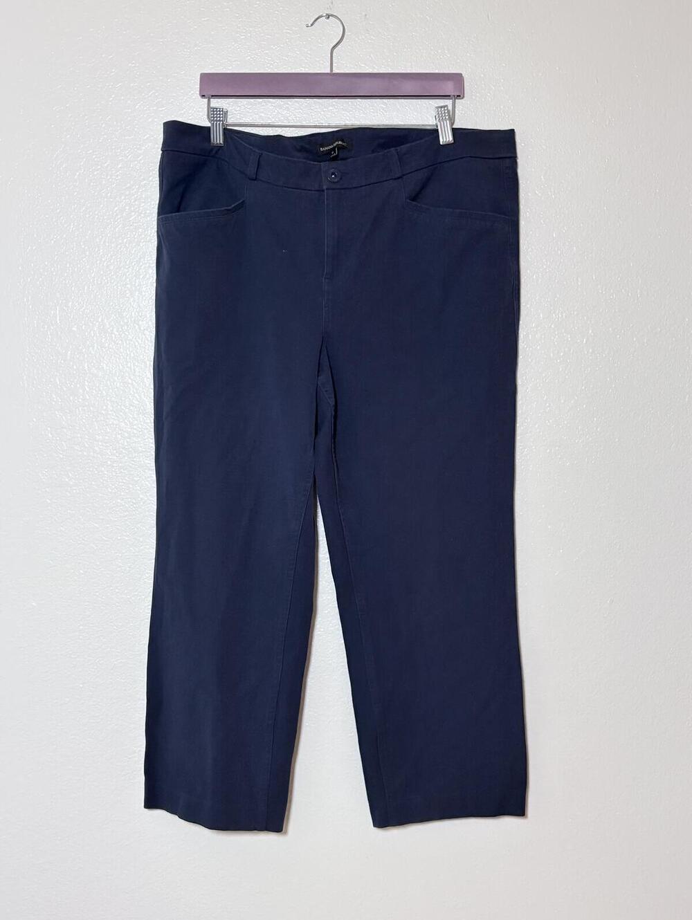 Banana Republic Navy Stretch Trousers Straight Crop  Size 16